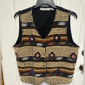 Vintage Jane Ashley Embroidered Vest Womens 1X boho